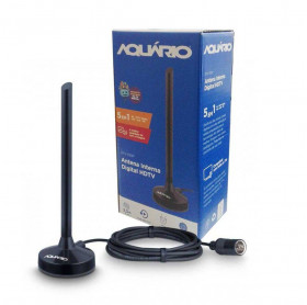 ANTENA PARA TV INTERNA DTV-100P AQUARIO CABO 2.5MT BASE IMA - 4K/VHF/UHF/FM/HDTV