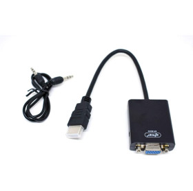 ADAPTADOR HDMI MACHO PARA VGA FEMEA C/ AUDIO P2 KNUP CB0109KP