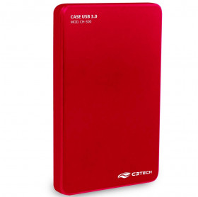 GAVETA EXTERNA C3 TECH CH-300 HDD/SSD 2.5 USB 3.0 VERMELHA