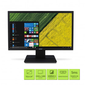 MONITOR LED 23.6 ACER V246HQL VGA DVI HDMI FULL HD VESA PRETO 