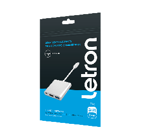 ADAPTADOR HUB USB-C PARA USB-C/HDMI/USB 3.0 LETRON PRATA 