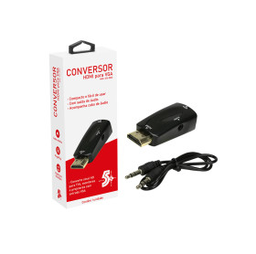 ADAPTADOR HDMI MACHO PARA VGA FEMEA C/ AUDIO 5+ PRETO 075-0822