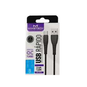 CABO USB PARA USB-C MAKETECH 1MT 2.4A PRETO CA-127C