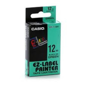 FITA PARA ROTULADORA CASIO 12MM PRETO NO VERDE XR-12GN1         