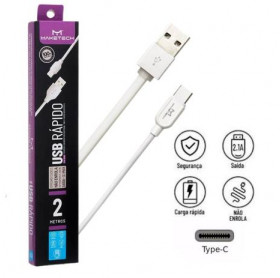 Cabo USB para USB-C Maketech 2.0 m Branco CA-225