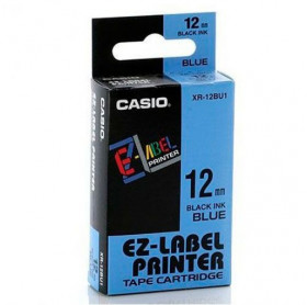 FITA PARA ROTULADORA CASIO 12MM PRETO NO AZUL XR-12BU1