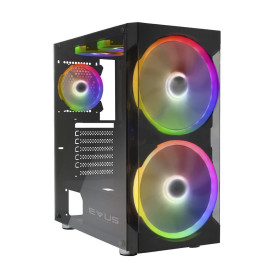 GABINETE MICRO ATX GAMER EVUS G-20 SUPERFLOW VIDRO TEMPERADO 5 FANS - S/FONTE