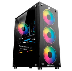 GABINETE ATX GAMER HAYOM GB1749 PRETO C/4 FANS VIDRO TEMPERADO - SEM FONTE 