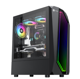 GABINETE ATX GAMER HAYOM GB1725 PRETO S/FANS VIDRO TEMPERADO - SEM FONTE 