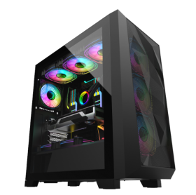 GABINETE ATX GAMER HAYOM GB1770 PRETO C/4 FANS VIDRO TEMPERADO - SEM FONTE 