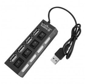 HUB USB 4 PORTAS C/ CHAVE LIG/DESL PRETO GVBRASIL HUB.363