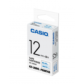 FITA PARA ROTULADORA CASIO 12MM AZUL NO BRANCO XR-12WEB1