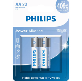 PILHA ALCALINA PHILIPS C/ 2 AA LR6 1.5V LR6P2B/59