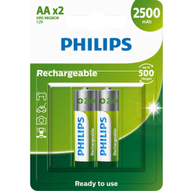 PILHA RECARREGAVEL C/ 2 AA 2500 MAH PHILIPS R6B2RTU25/59