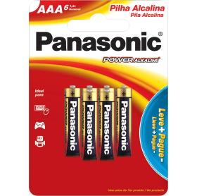 PILHA ALCALINA AAA/6 PANASONIC LR03XAB/6B