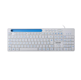 TECLADO USB OFFICE MULTIMIDIA MULTILASER BRANCO TC263 - APOIO SMARTPHONE