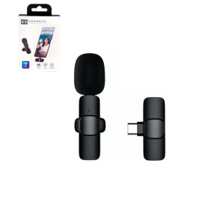 MICROFONE DE LAPELA USB-C WIRELESS K8/K9 PRETO MIC0051