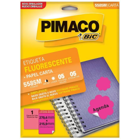 ETIQUETA PIMACO FLUORESCENTE ROSA 5585M 5FLS