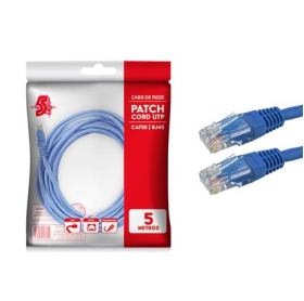 CABO DE REDE PATCH CORD CAT.5E 5.0MT AZUL 5+ 018-1068