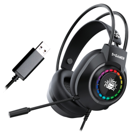 FONE USB COM MICROFONE GAMER 7.1 RGB 5+ PRETO X5-2000