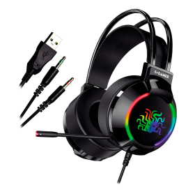 FONE USB/P2 COM MICROFONE GAMER RGB 5+ PRETO W5-1000