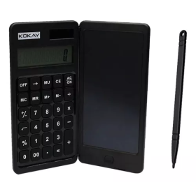 CALCULADORA DOBRAVEL 10 DIGITOS TABLET DE ESCRITA LCD PRETA KOKAY CK-100