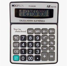 CALCULADORA DE MESA 12 DIGITOS HOOPSON PRATA/PRETA PS-8820B