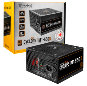 FONTE ATX 650W GAMDIAS CYCLOPS M1-650B 80 PLUS BRONZE PFC ATIVO S/CABO