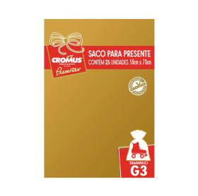 SACO PARA PRESENTE SOFT COLOR 50X70CM OURO PT C/25 CROMUS