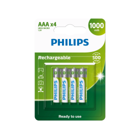 PILHA RECARREGAVEL C/ 4 AAA 1000 MAH PHILIPS R03B4RTU10/59