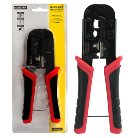 ALICATE CRIMPAGEM RJ45/RJ12/RJ11 C/ DESENCAPADOR KOKAY SC-568 PRETO/VERMELHO