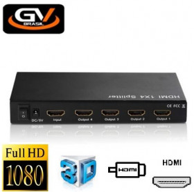SPLITTER HDMI 1X4 GVBRASIL COV.019 C/ 1 PORTA ENTRADA 4 SAIDAS C/FONTE