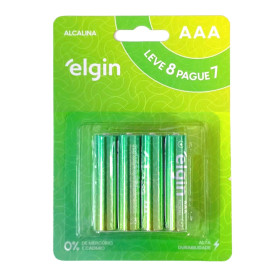 PILHA ALCALINA ELGIN AAA LEVE 8 PAGUE 7 LR03 1.5V BLISTER 82344