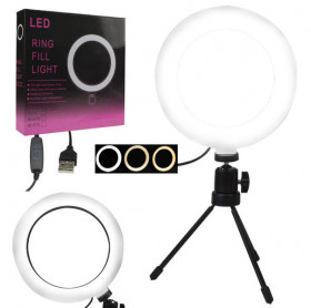 Ring Light Iluminador LED 8" Tripé 15cm LU0074 - QX-200
