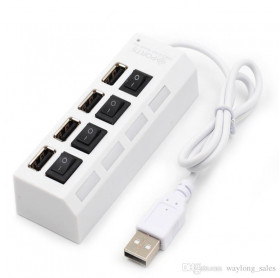 HUB USB 4 PORTAS C/ CHAVE LIG/DESL BRANCO GVBRASIL HUB.212