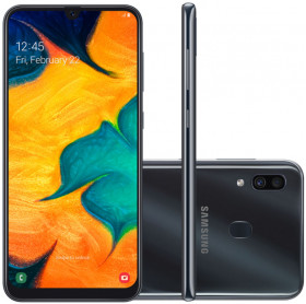 APARELHO CELULAR SMARTPHONE SAMSUNG GALAXY A30 PTO OCTA CORE/64GB/4GBRAM/TELA 6