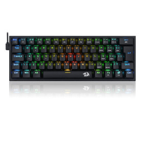 TECLADO USB MINI GAMER REDRAGON FIZZ RGB MECANICO K617-RGB-B PT-BLUE PRETO