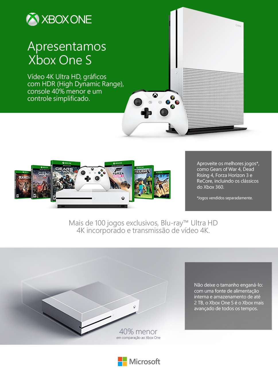 Console Microsoft Xbox One S 1TB 2 Controles 234-00603